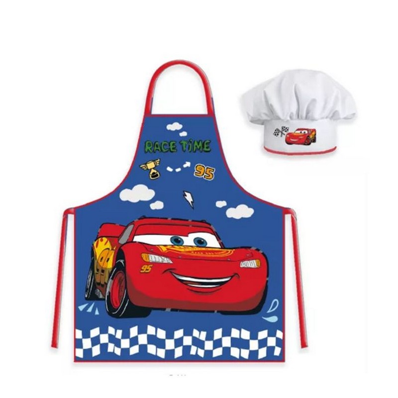 Cars Forklæde & Kokkehat Til Børn (47 cm x 54 cm) | Cars Forklæder - Temashop