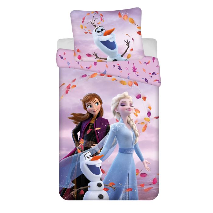 Frozen Sengetøj Lyserød (140 x 200 cm & 70 x 90 cm) | Frost Sengetøj - Temashop