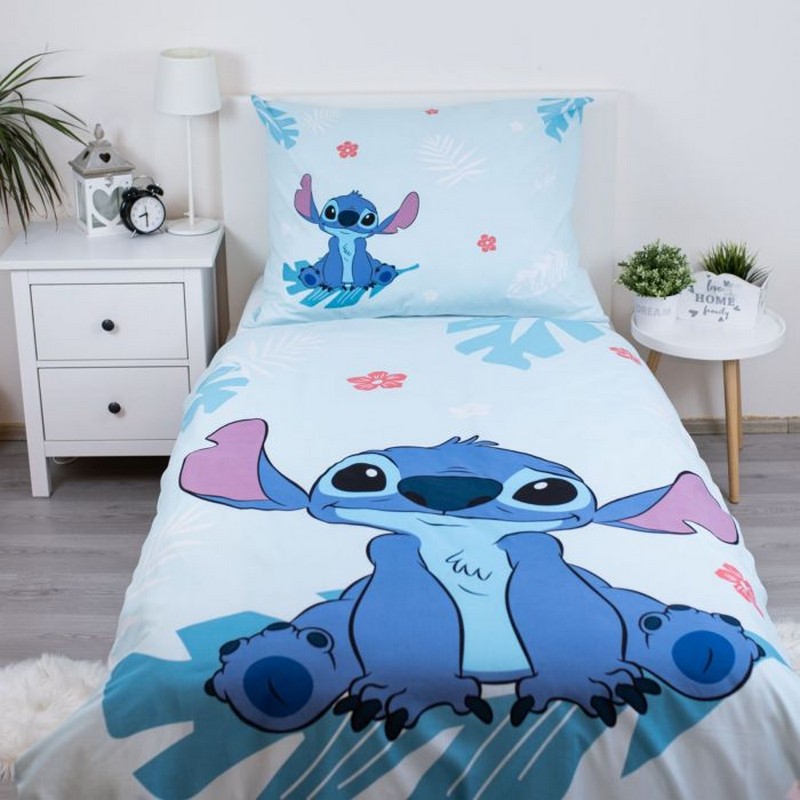 Lilo & Stitch Bomuld Sengetøj Lyseblå (140 x 200 cm & 70 x 90 cm) | Lilo & Stitch Sengetøj - Temashop
