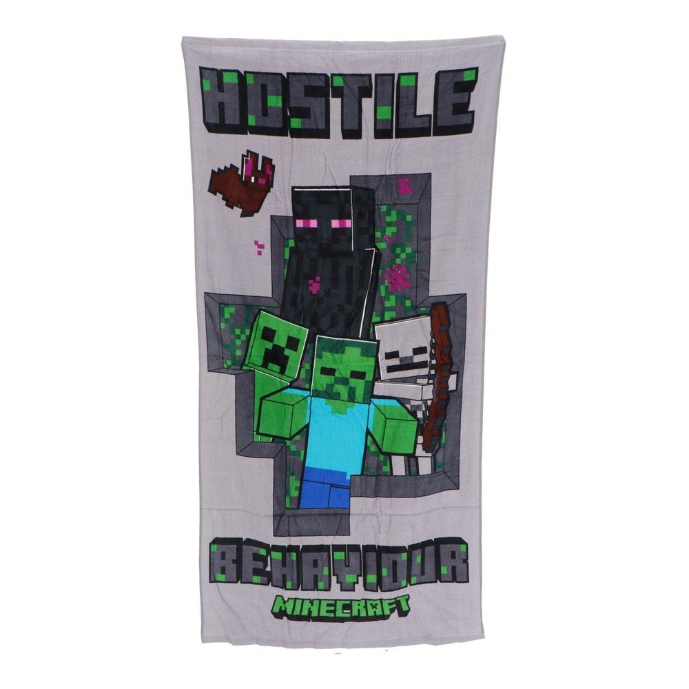 Minecraft Håndklæde Grå (70 x 140 cm) | Minecraft Håndklæder - Temashop