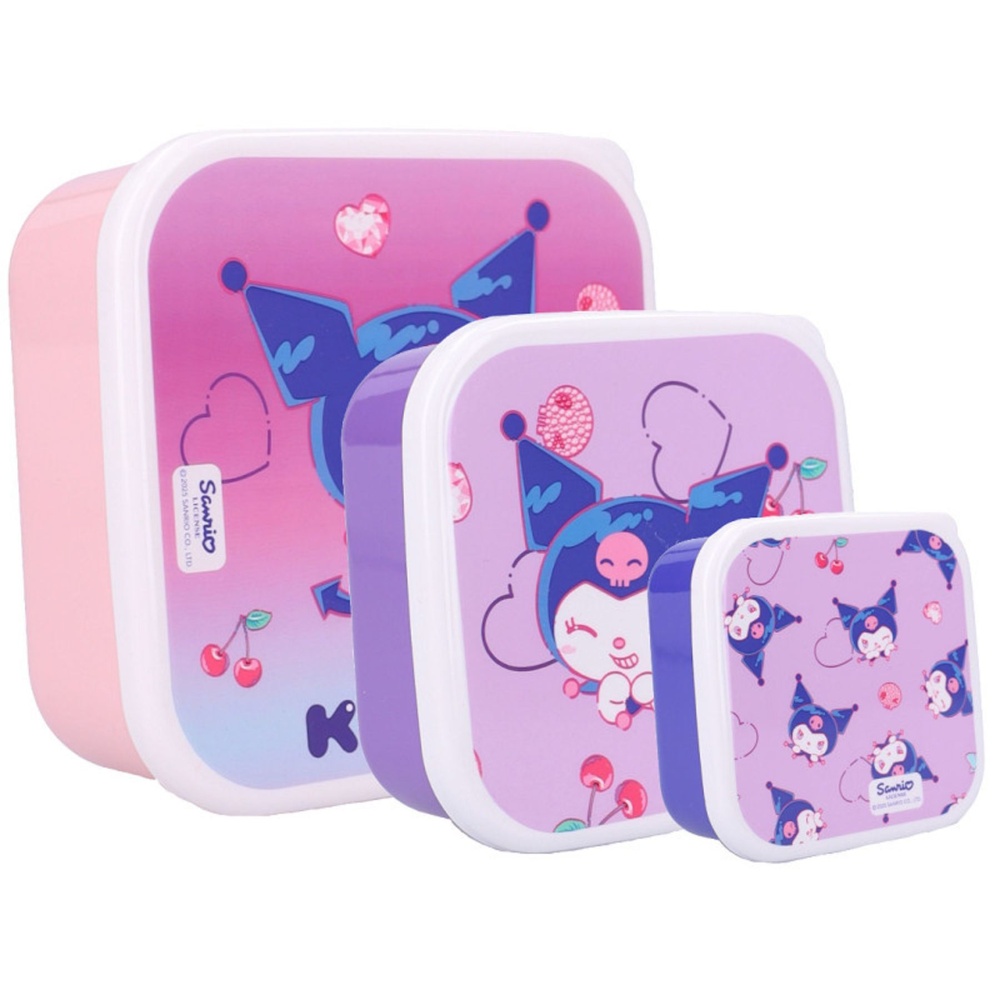 Kuromi 3-i-1 Madkasse (12 x 12 x 6 cm) | Kawaii Madkasser - Temashop