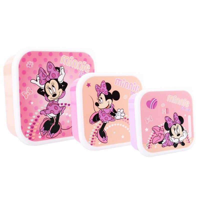 Minnie Mouse Madkassesæt 3-i-1 (12 x 12 x 6 cm) | Minnie Mouse Madkasser - Temashop