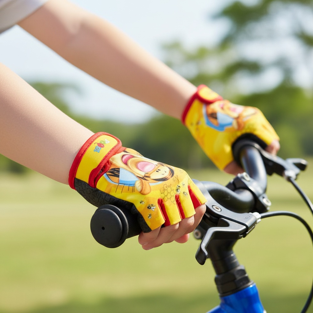 Winnie the Pooh Fingerløse Cykelhandsker 4-6 År | Peter Plys Cykeludstyr - Temashop