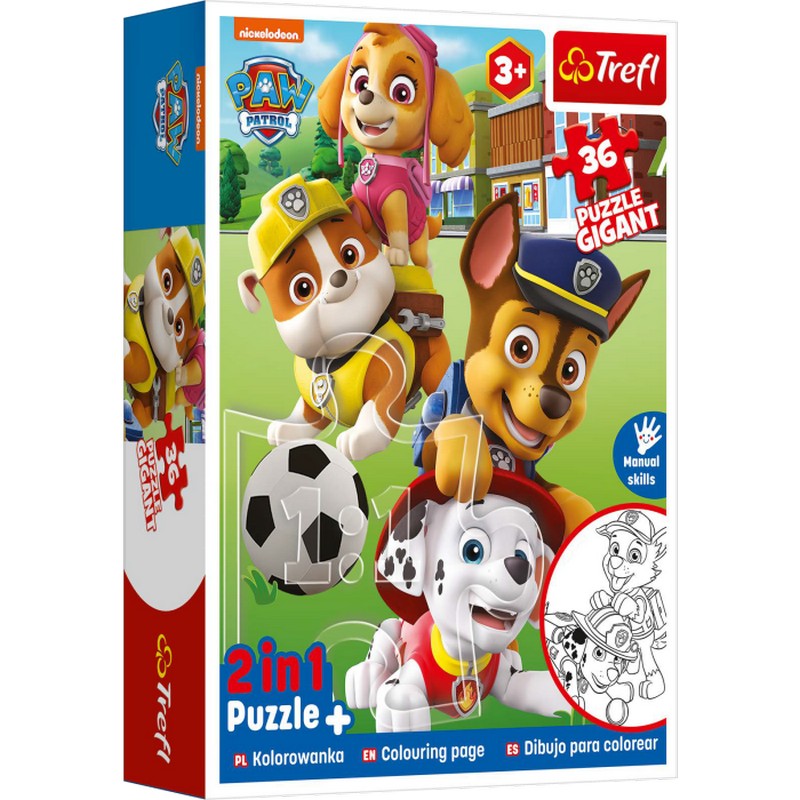 Paw Patrol Farvelægningspuslespil 2-i-1 36 Brikker | Paw Patrol Puslespil - Temashop