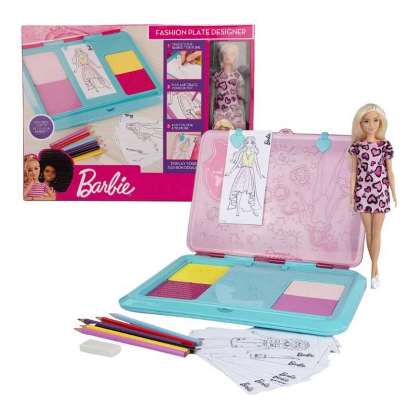 Barbie Fashion Plate Designer Sæt | Barbie Male- & Tegneudstyr - Temashop