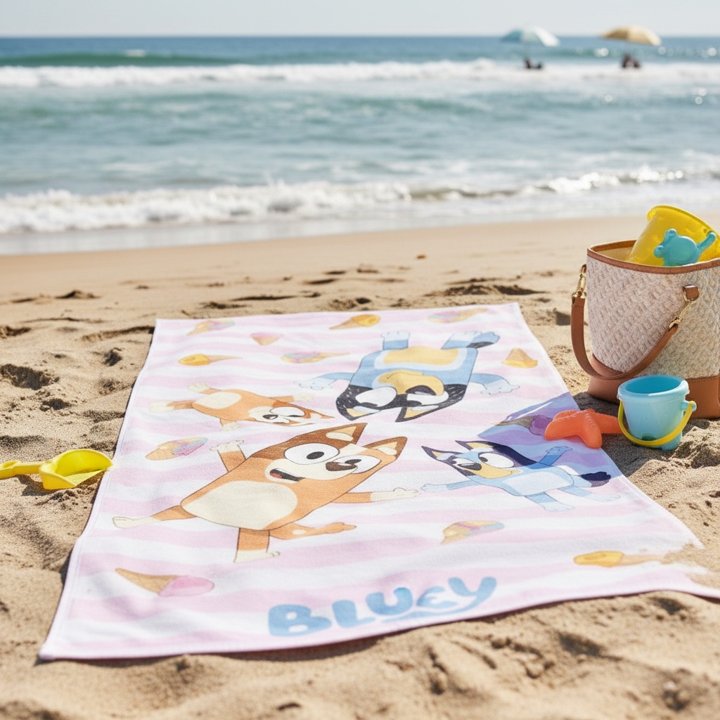 Bluey Isvaffel Strandhåndklæde (70 x 140 cm) | Bluey Håndklæder - Temashop