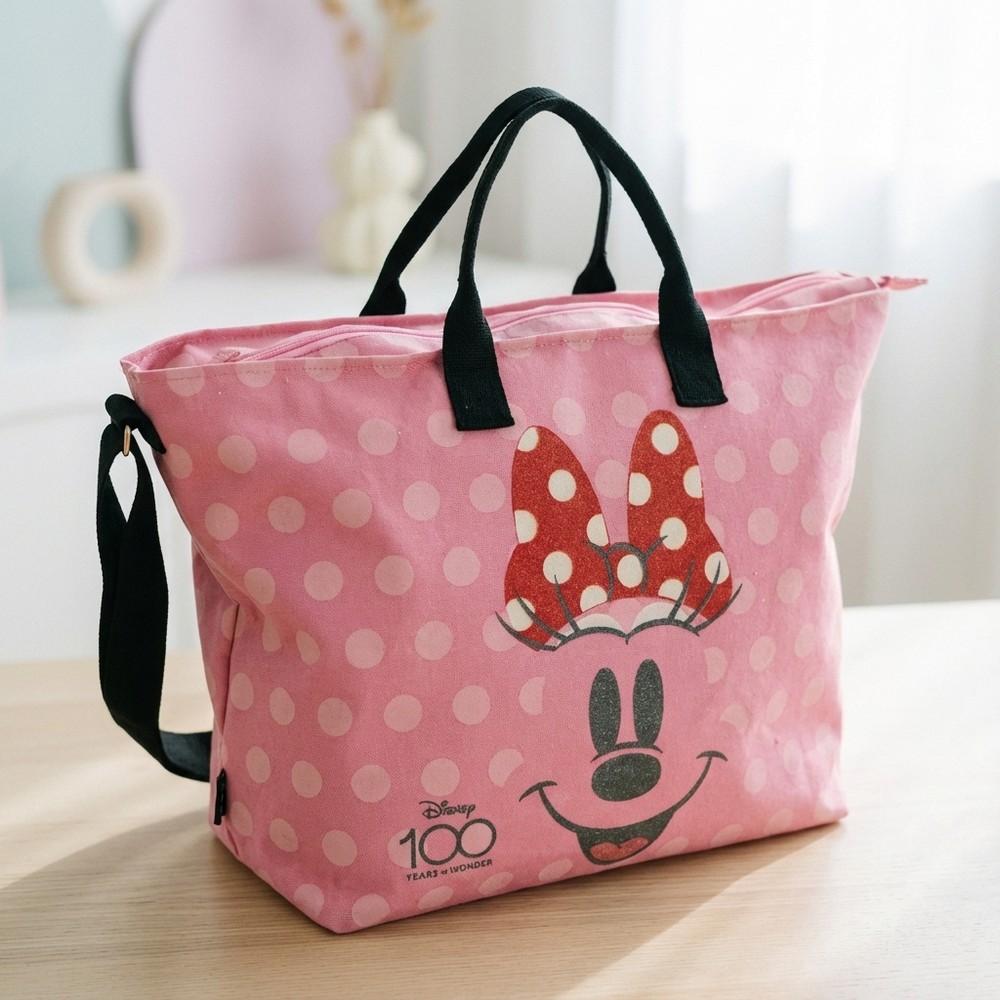 Minnie Mouse Prikket Skuldertaske Lyserød (34 x 32 cm) | Minnie Mouse Taske / Pung - Temashop