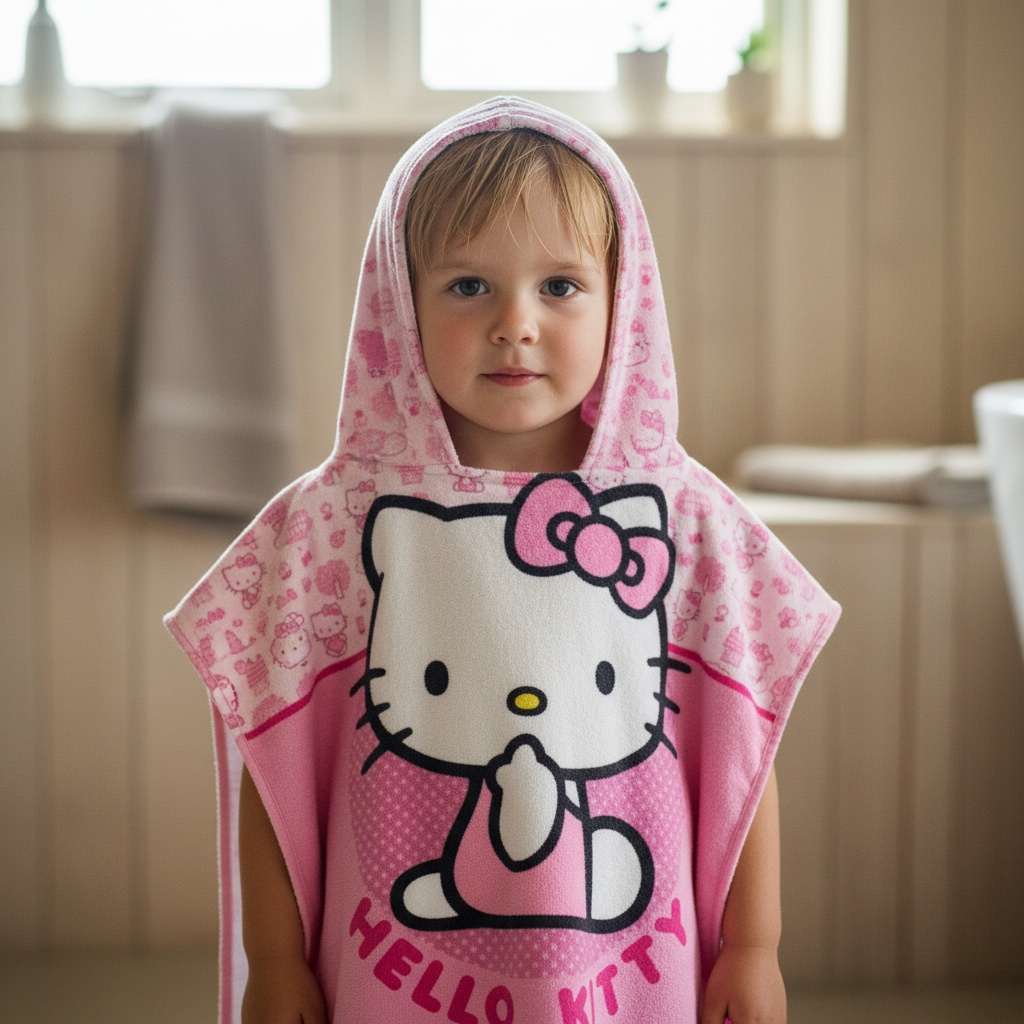 Hello Kitty Håndklædeponcho Lyserød (50 x 100 cm) | Hello Kitty Overdel - Temashop