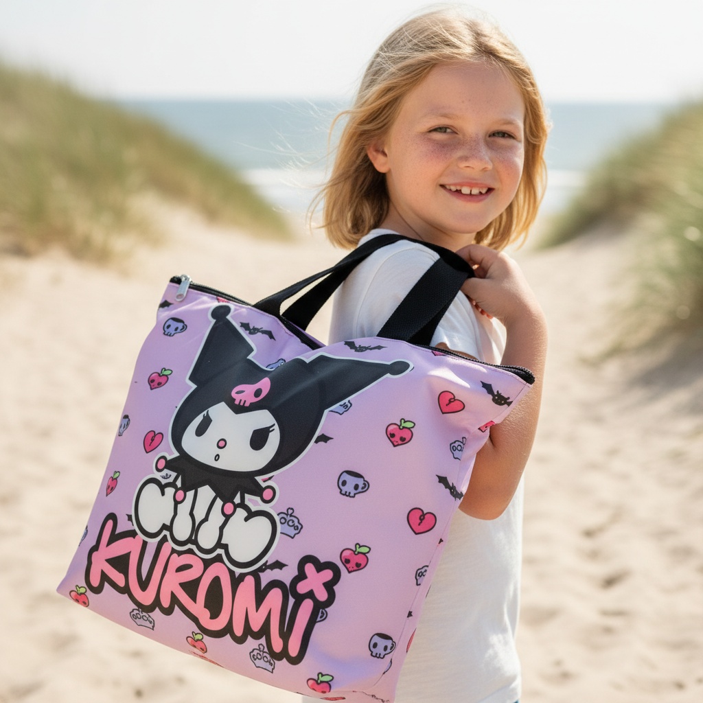 Hello Kitty Kuromi Strandtaske Lyserød (47 x 33 x 15 cm) | Hello Kitty Taske / Pung - Temashop