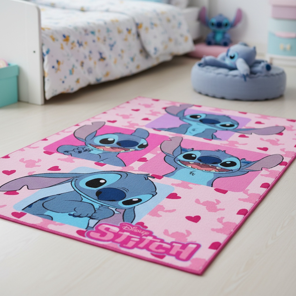 Lilo & Stitch Hjerte Gulvtæppe Lyserød (120 x 80 cm) | Lilo & Stitch Gulvtæpper - Temashop