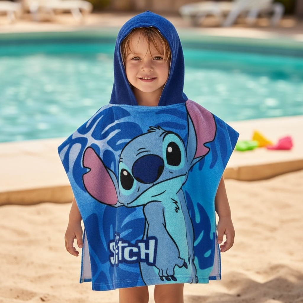 Lilo & Stitch Håndklædeponcho Blå (50 x 100 cm) | Lilo & Stitch Håndklæder - Temashop