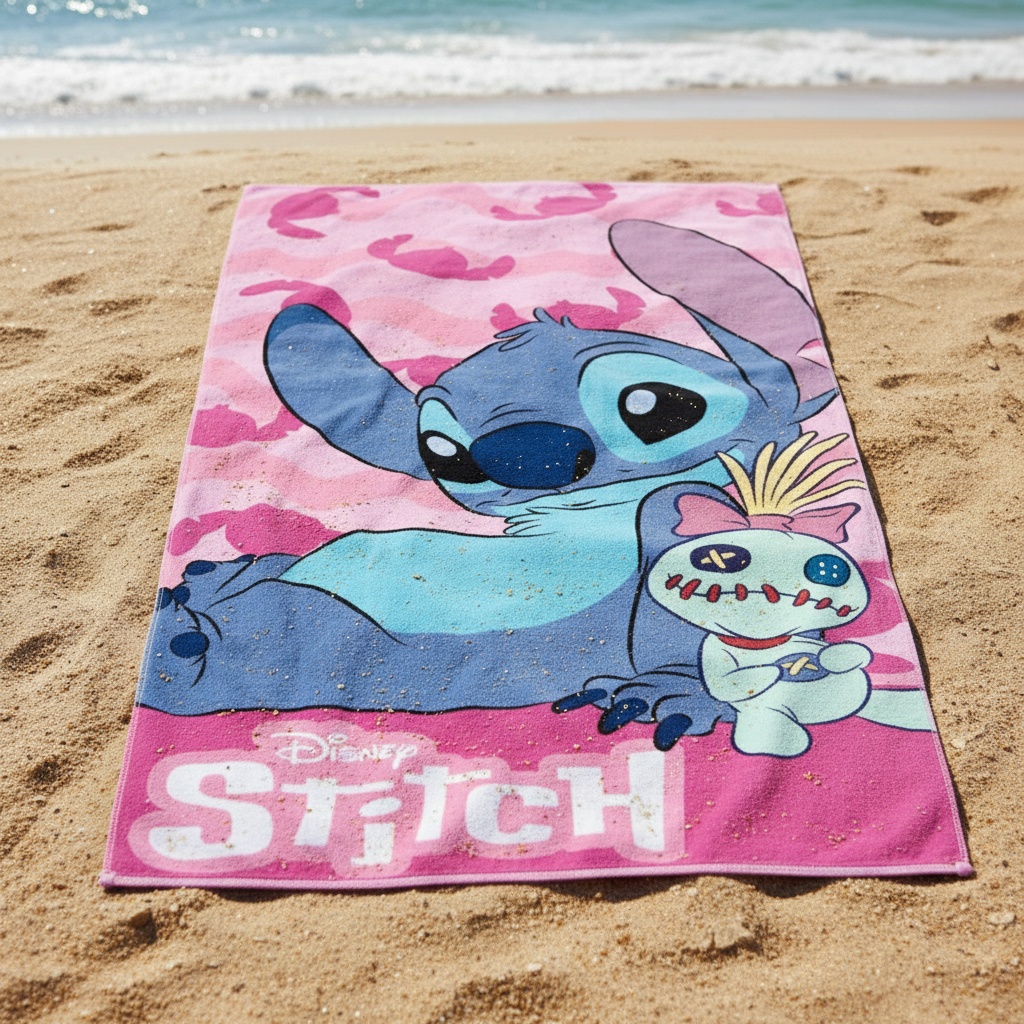 Lilo & Stitch Scrump Strandhåndklæde (70 x 140 cm) | Lilo & Stitch Håndklæder - Temashop