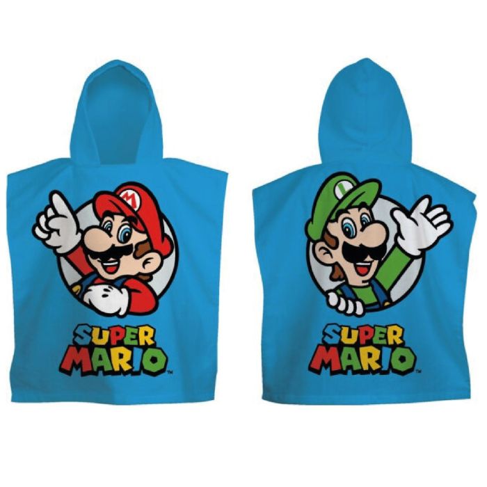 Super Mario Håndklædeponcho (50 x 100 cm & 24 x 30 x 5 cm) | Super Mario Overdel - Temashop