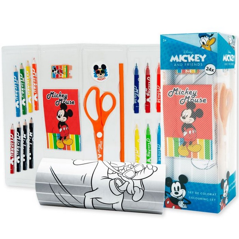 Mickey Mouse Skolesæt 24 Dele | Mickey Mouse Male- & Tegneudstyr - Temashop