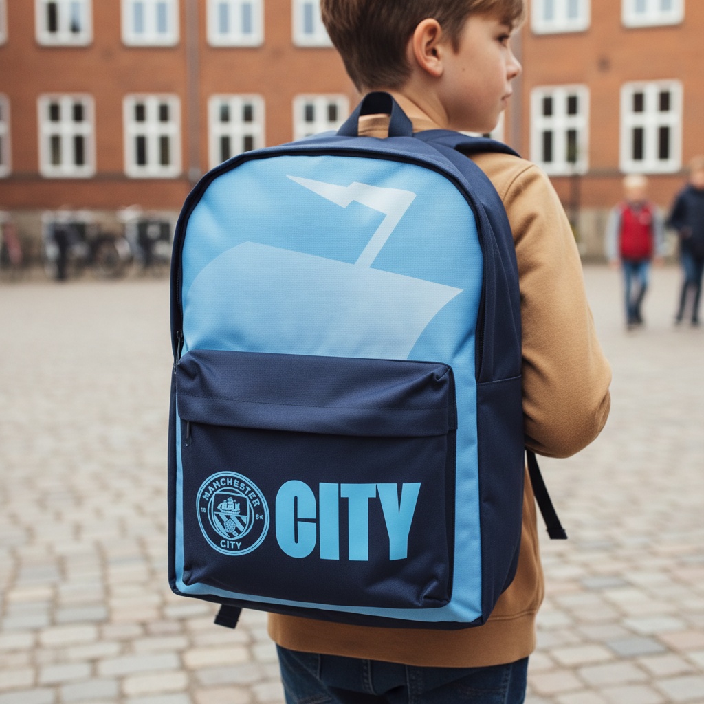 Manchester City Skoletaske (15 x 35 x 40 cm) | Fodbold Taske / Pung - Temashop