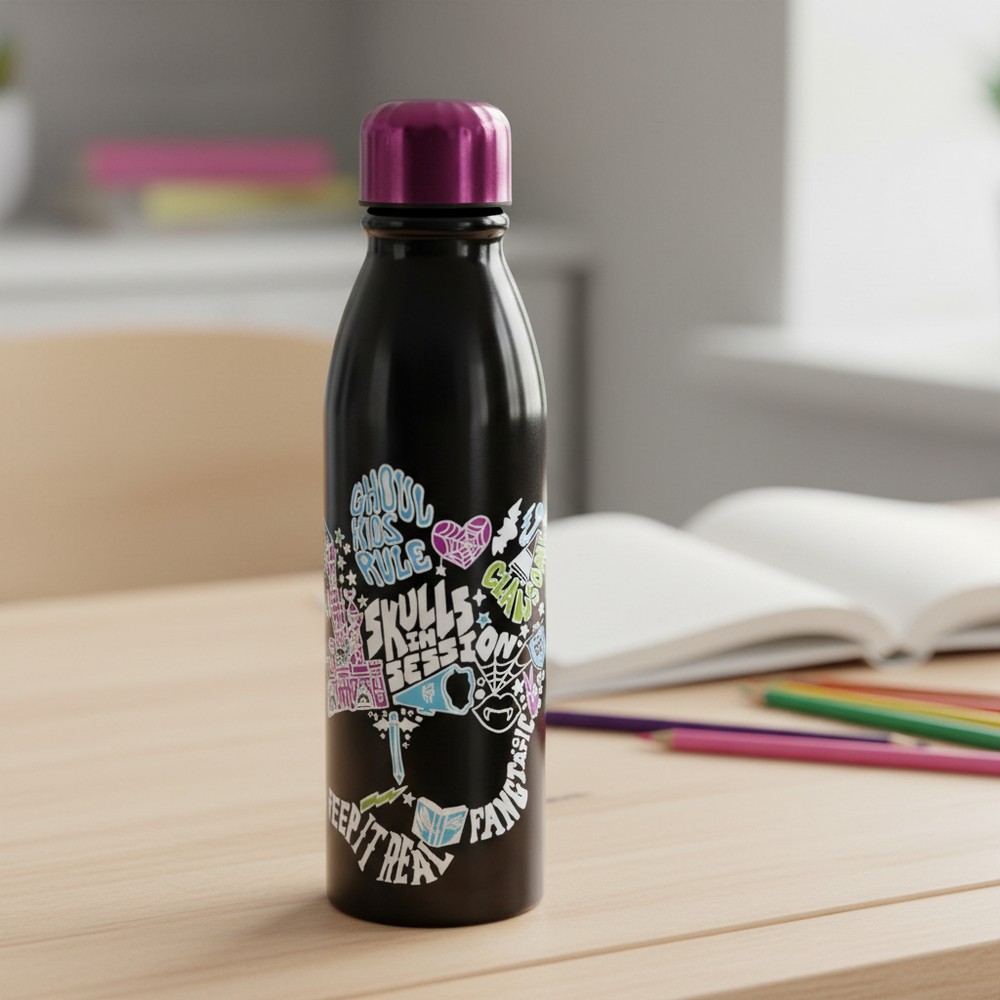 Monster High Aluminium Drikkedunk Sort (24 x 6,5 cm) | Monster High Lommelærke / Drikketilbehør - Temashop