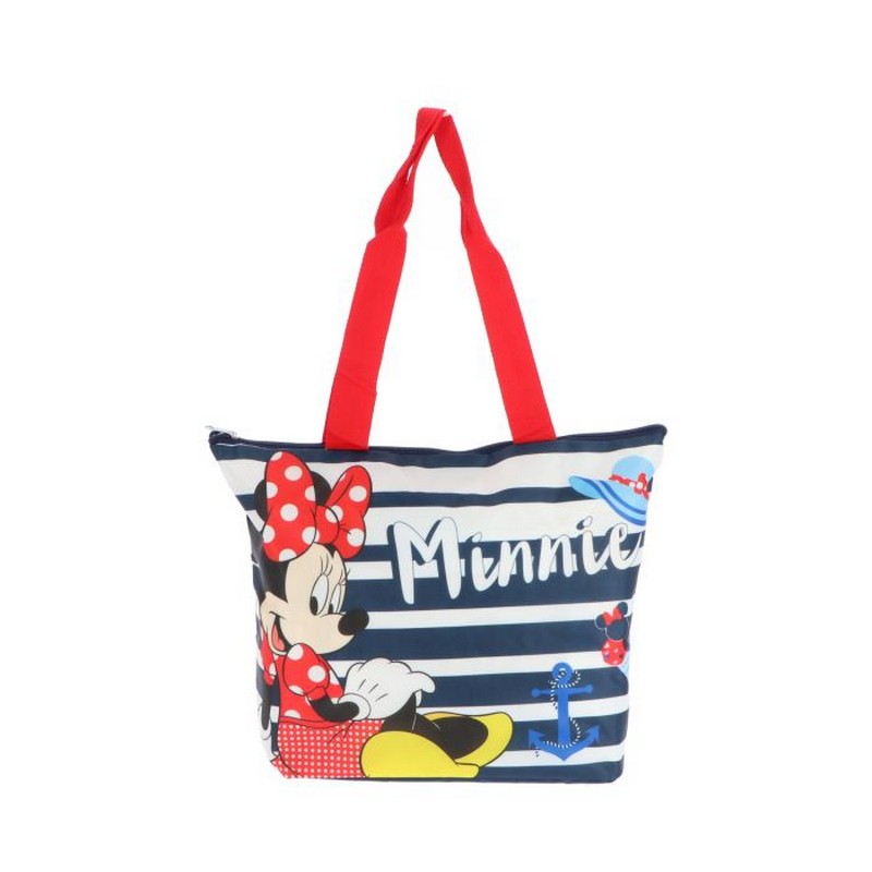 Minnie Mouse Stribet Strandtaske (47 x 33 x 15 cm) | Minnie Mouse Taske / Pung - Temashop