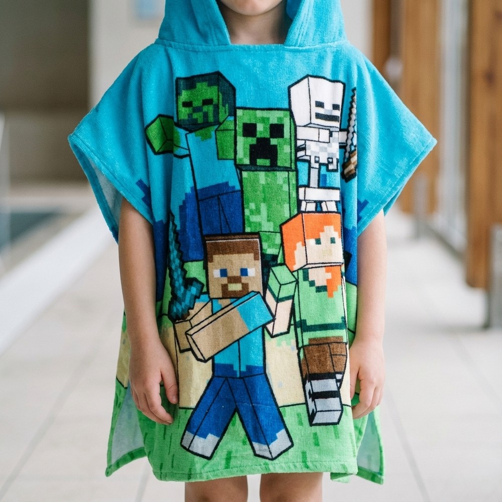 Minecraft Creeper Håndklædeponcho (110 x 55 cm) | Minecraft Overdel - Temashop