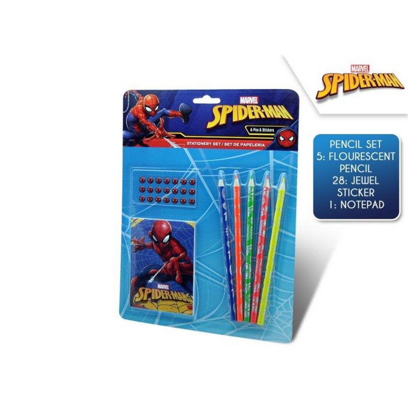 Spiderman® Skrivesæt Med Blyanter & Klistermærker