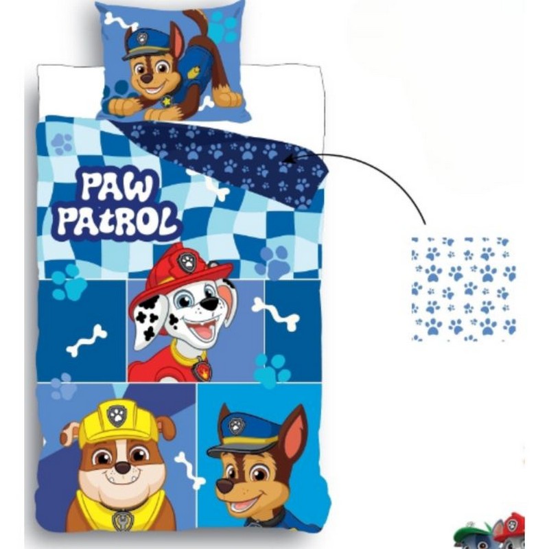 Paw Patrol Bomuld Sengetøj Blå (135 x 200 & 80 x 80 cm) | Paw Patrol Sengetøj - Temashop