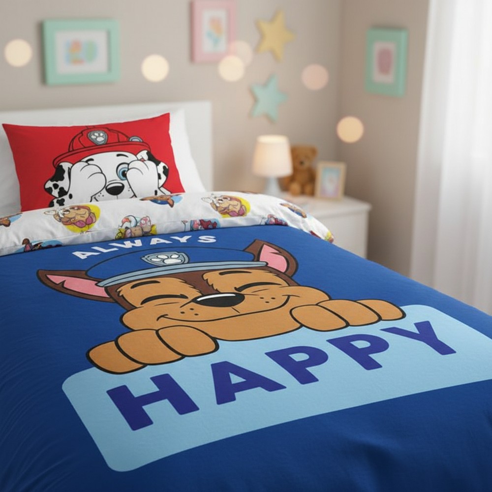 Paw Patrol Always Happy Sengetøj (140 x 200 & 60 x 70 cm) | Paw Patrol Sengetøj - Temashop