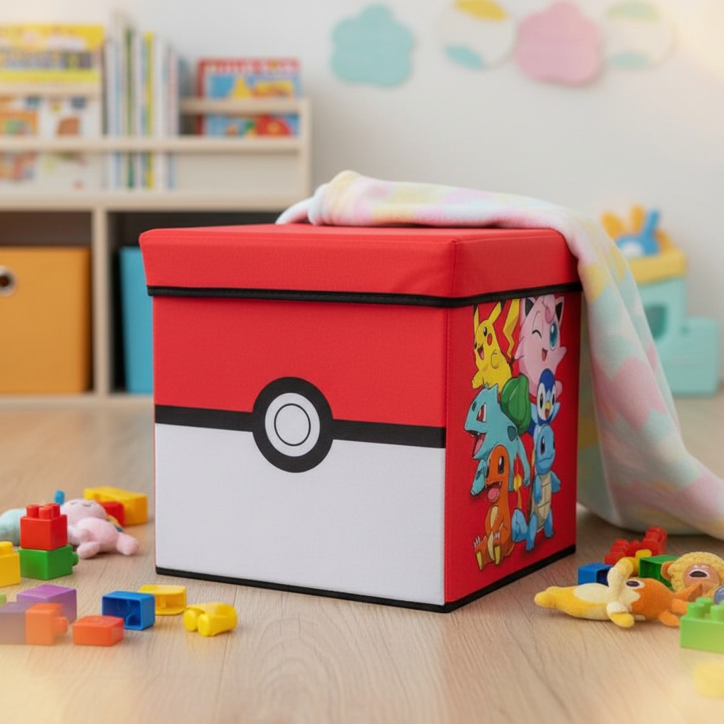 PokémonÂ® Legetøjs Opbevaringsboks & Stol Rød