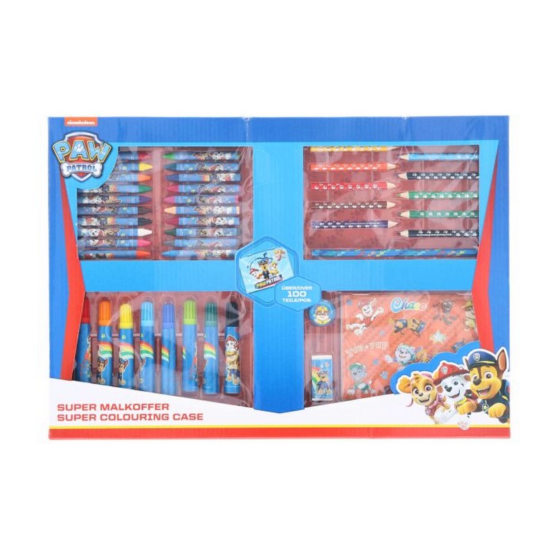 Paw Patrol Tegnesæt 100+ Dele (32 x 24.5 x 10 cm) | Paw Patrol Male- & Tegneudstyr - Temashop