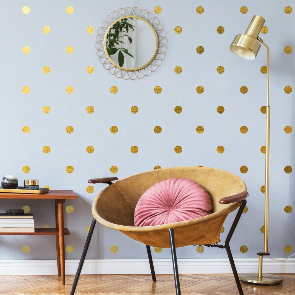 Confetti Vægklistermærke Guld (4,3 x 4,3 cm) | Konfetti tema Klistermærke - Temashop
