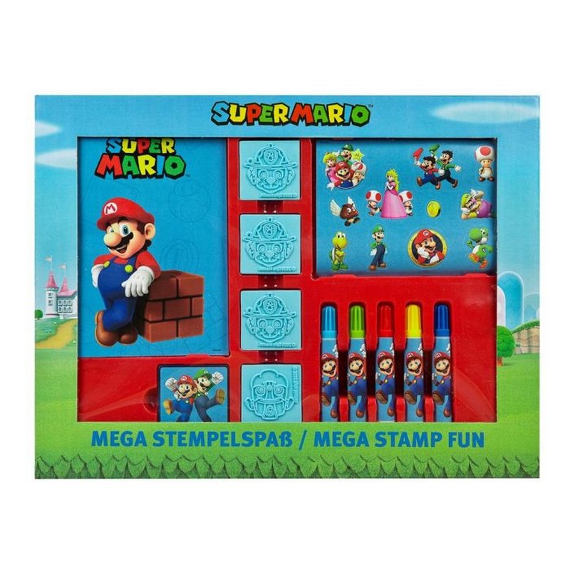 Super Mario Stempel & Tusser Sæt | Super Mario Male- & Tegneudstyr - Temashop
