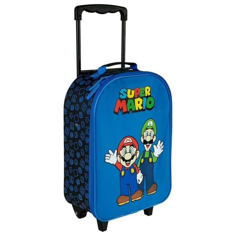 Super Mario & Luigi Trolley Kuffert Blå (27 x 13,5 x 38 cm) | Super Mario Taske / Pung - Temashop