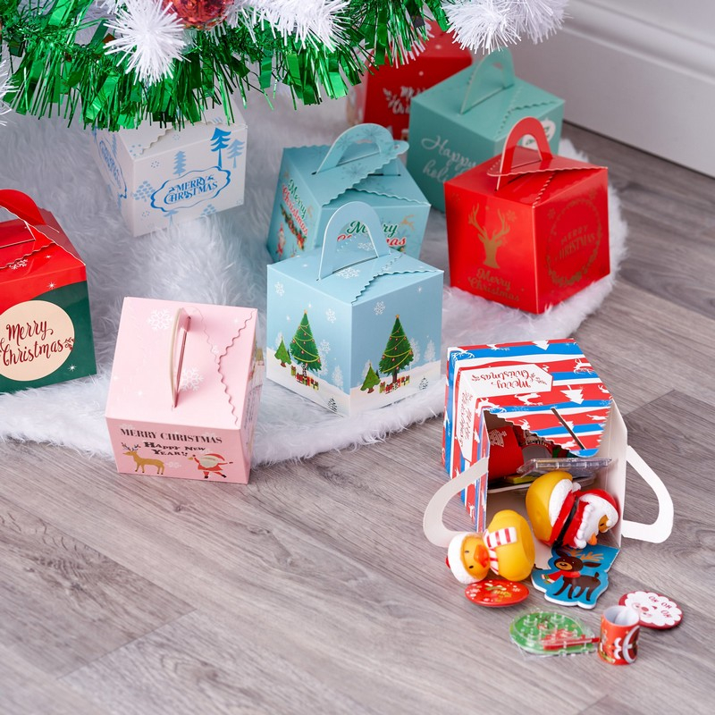 Merry Christmas Julegaveæsker - 30 stk (10 x 10 cm) | Julegave Poser / Goodiebags - Temashop