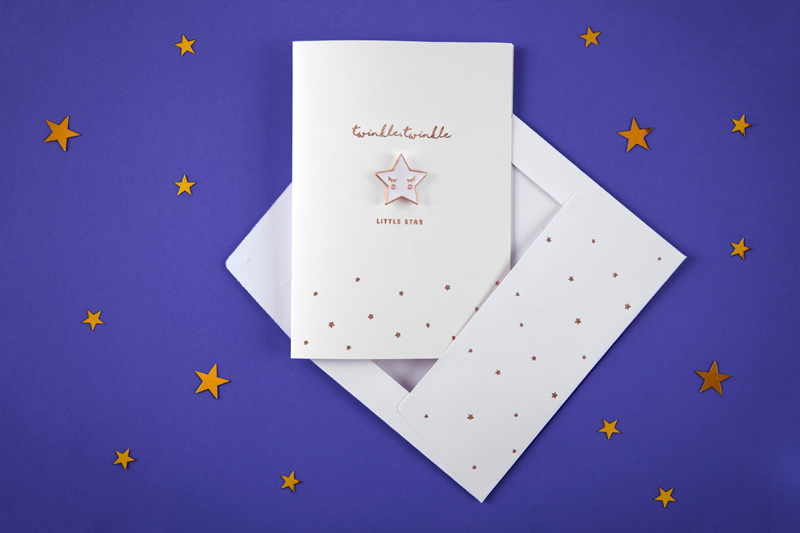 Twinkle Twinkle Little Star Kort - 1 stk (14,8 x 10,5 cm) | Babyshower Kort / Invitationer / Gode råd - Temashop