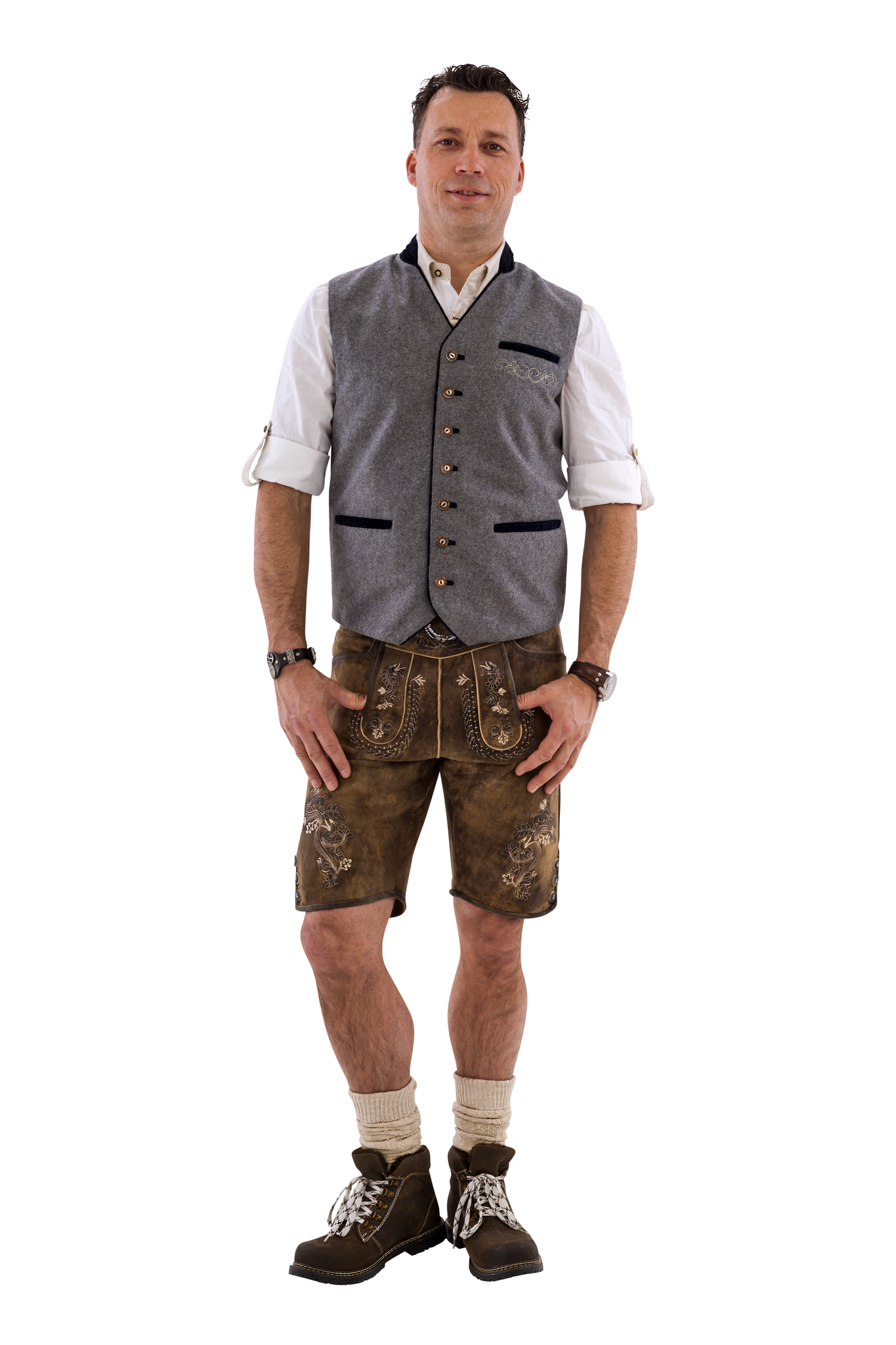 Tyrolervest Grå - Anledninger kostume til voksne i størrelserne XL-3XL | Oktoberfest kostume til mænd - Temashop