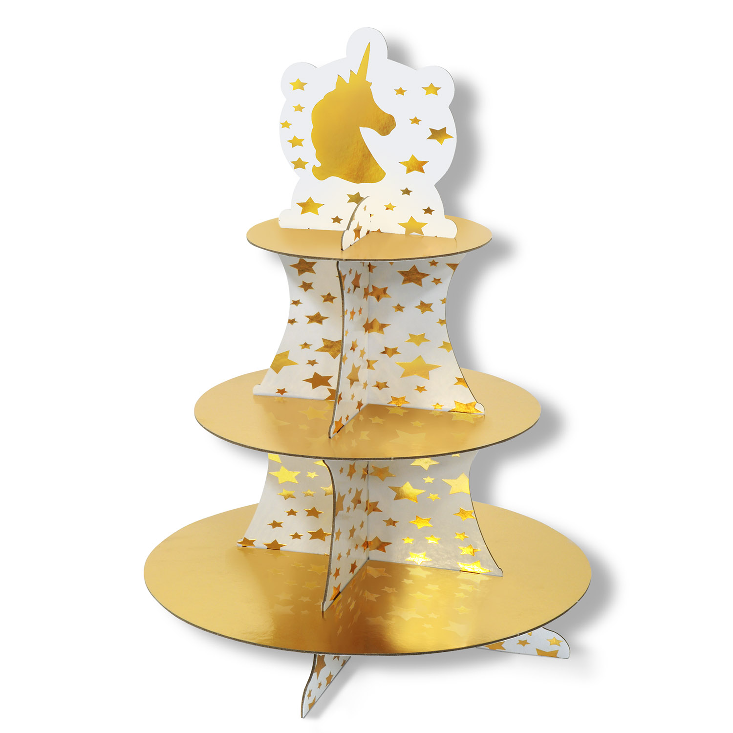 Unicorn Kagestand Guld - 1 stk (41 cm) | Enhjørning Kagestand - Temashop