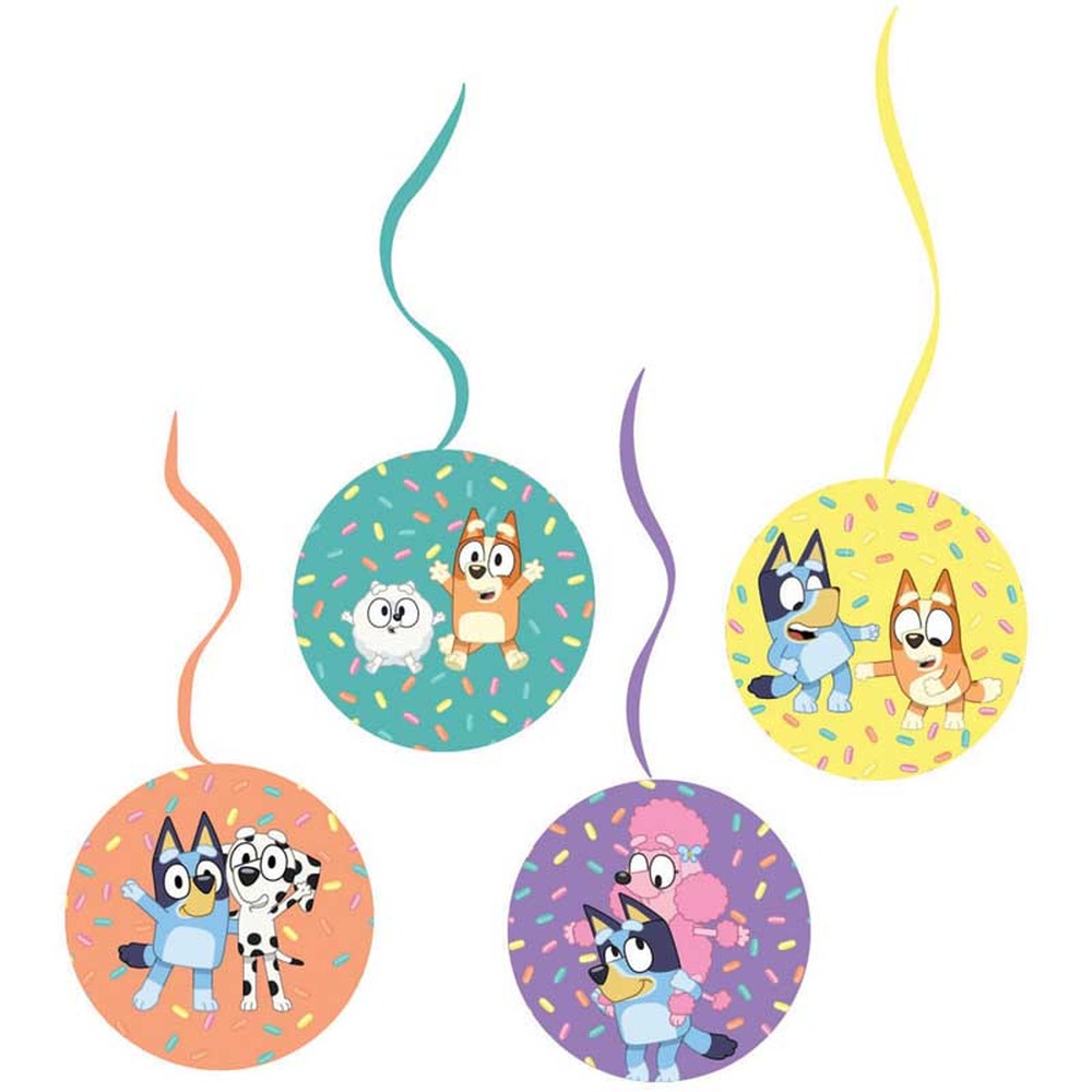 Bluey Spiraldekorationer - 4 stk (61 cm) | Bluey Spiraler/string - Temashop