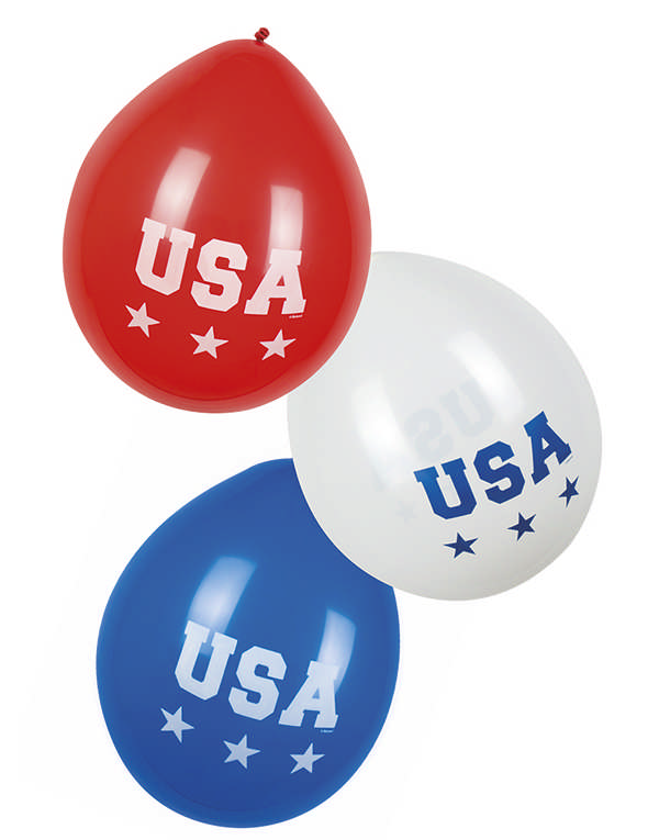 USA Balloner Rød/Blå/Hvid - 6 stk (25 cm) | Amerika Latexballoner - Temashop