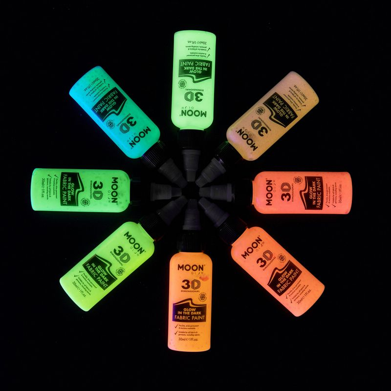 Glow In The Dark 3D Tekstilmaling | UV / Neon Sminke / Makeup - Makeup & Negle - Temashop