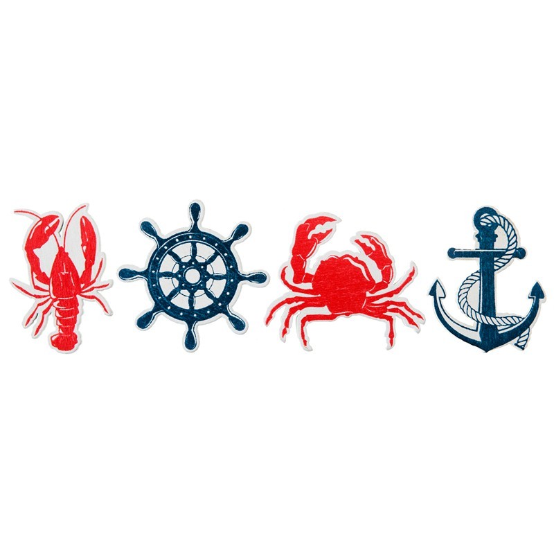 Ved Havet Træ Konfetti - 10 stk (3 x 4,5 cm) | Maritimt Konfetti - Temashop
