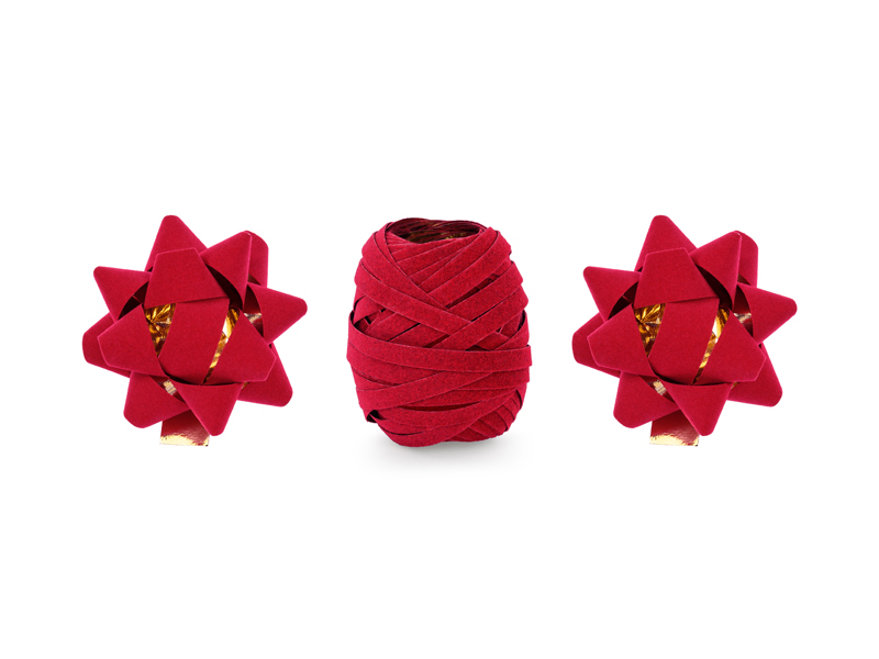Velour Gavebåndsstjerne Sæt Rød - 3 stk (10 m) | Julegave Gavetilbehør - Temashop