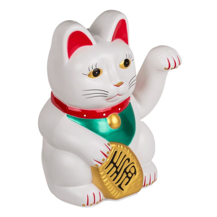 Vinkende Kat Hvid (20 cm) | Kat Sjove Kontorartikler - Temashop