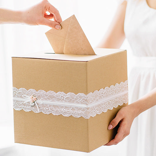 Vintage Boks Til Bryllupskort Blondebånd