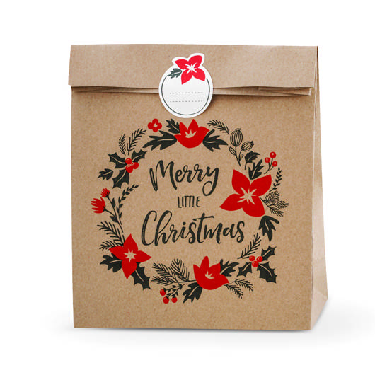 Vintage Merry Christmas Gaveposer - 3 stk (25 x 11 x 27cm) | Julepynt Gavetilbehør - Temashop