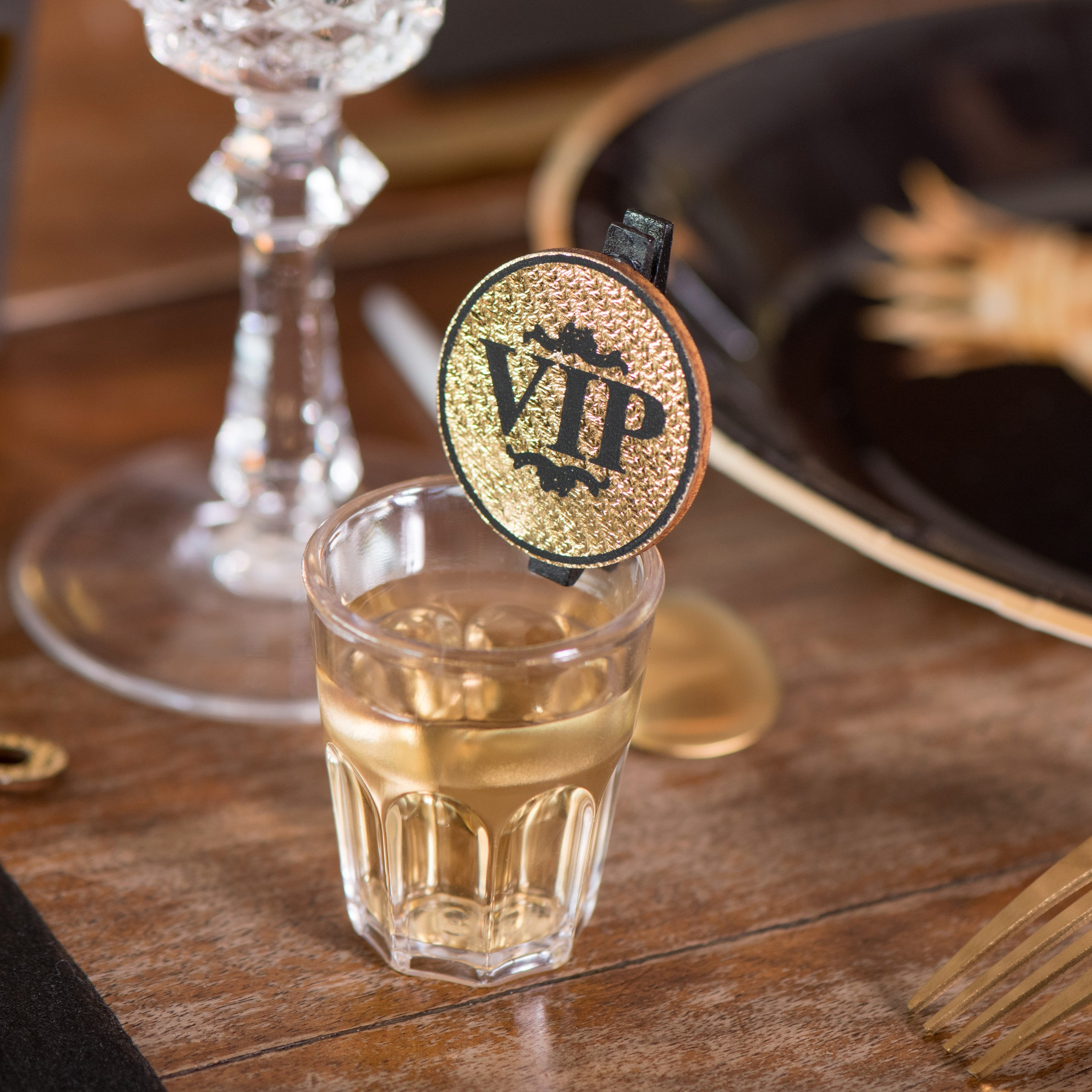 VIP Klemmer Glasdekoration - 6 stk (4 x 5 cm) | Hollywood Drinkstilbehør - Temashop