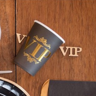 VIP Papkrus Guld/Sort - 10 stk (270 ml) | Hollywood Krus - Temashop