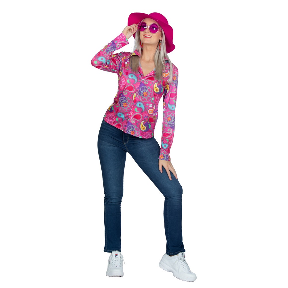 Hippie Bluse Pink | 60'erne Hippie kostume til kvinder - Temashop