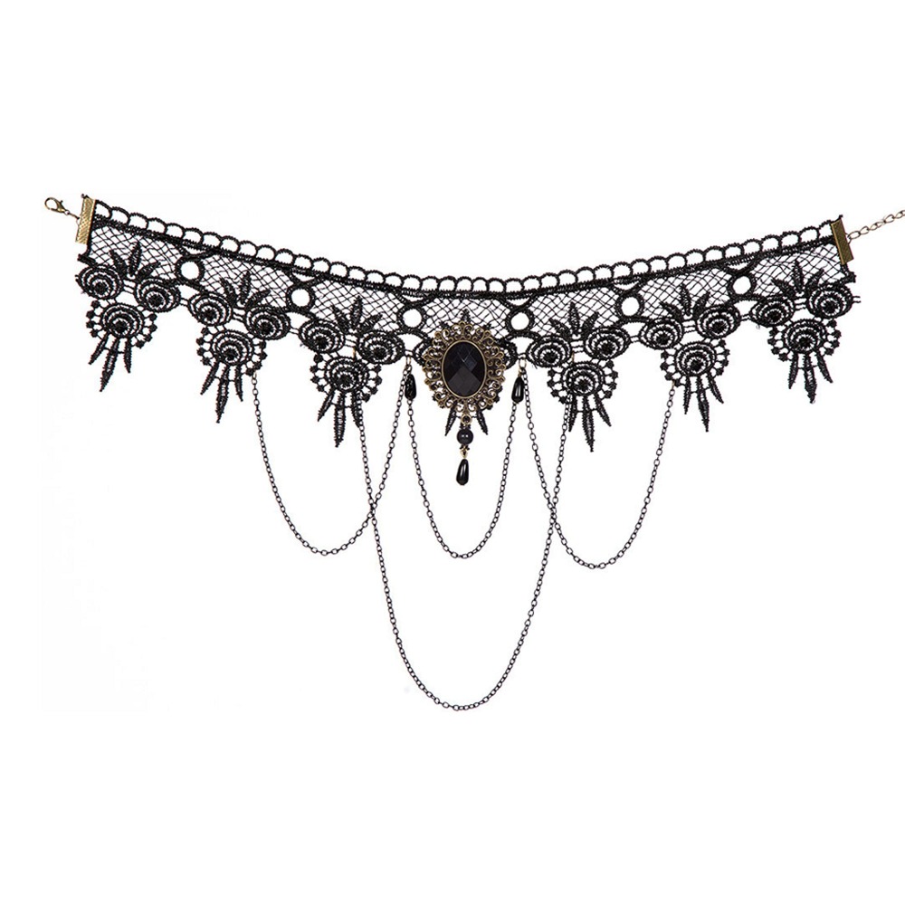 Gotisk Blonde Choker Sort | Gotisk Halskæder - Smykker - Temashop