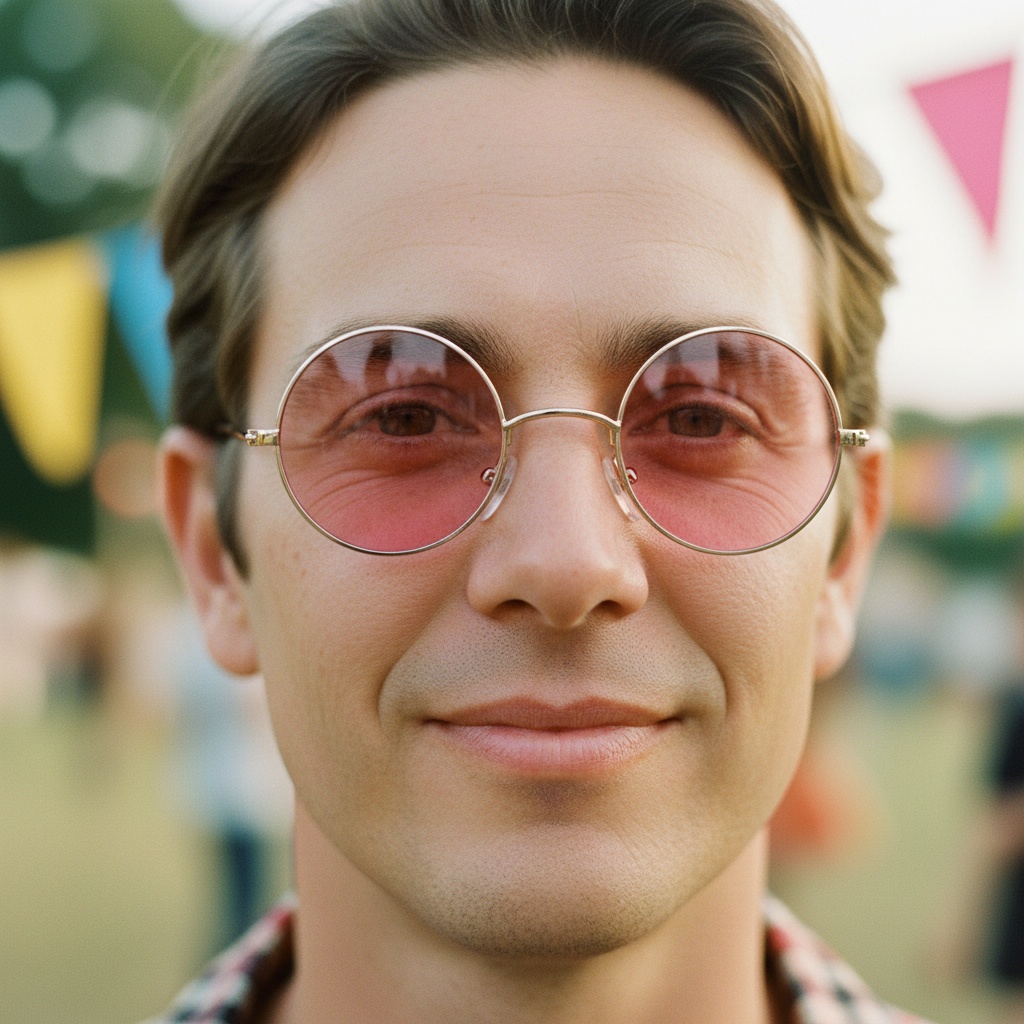 Runde Lennon Briller Lyserød | 60'erne Hippie Briller - Hovedtilbehør - Temashop