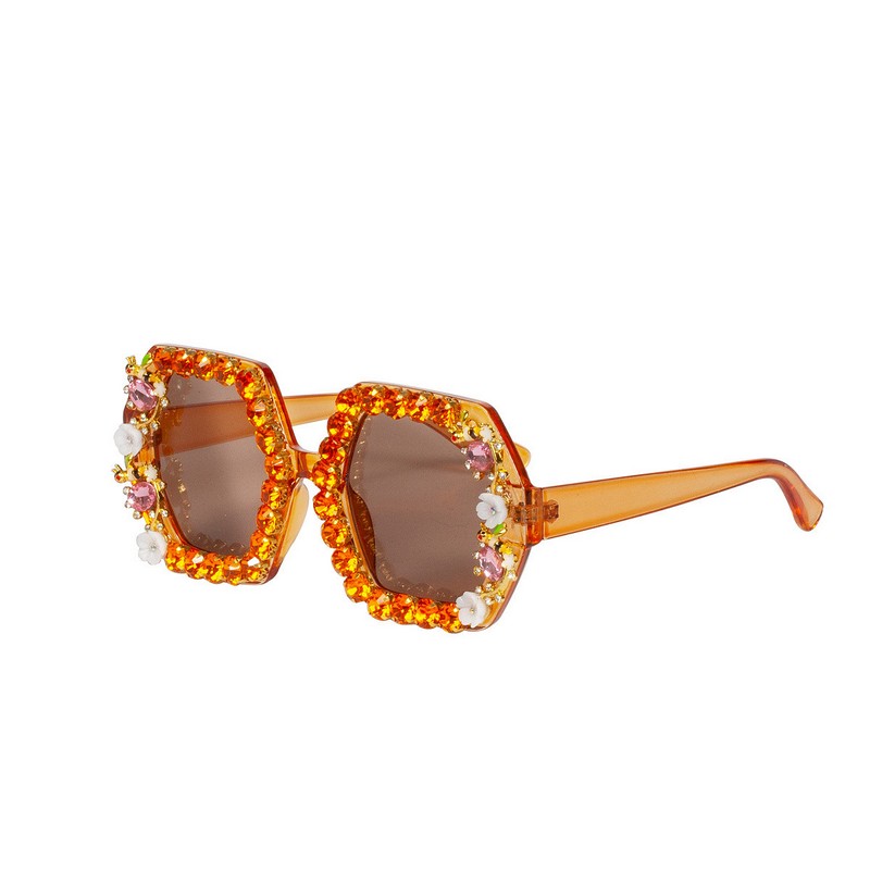Glitrende Blomsterbriller Orange | Orange tema Briller - Hovedtilbehør - Temashop