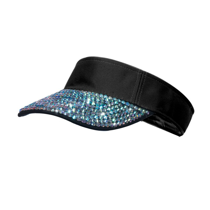 Glitter Solskærm Kasket Sort | 90'erne Retro Hat / Hue / Hjelm - Hovedtilbehør - Temashop