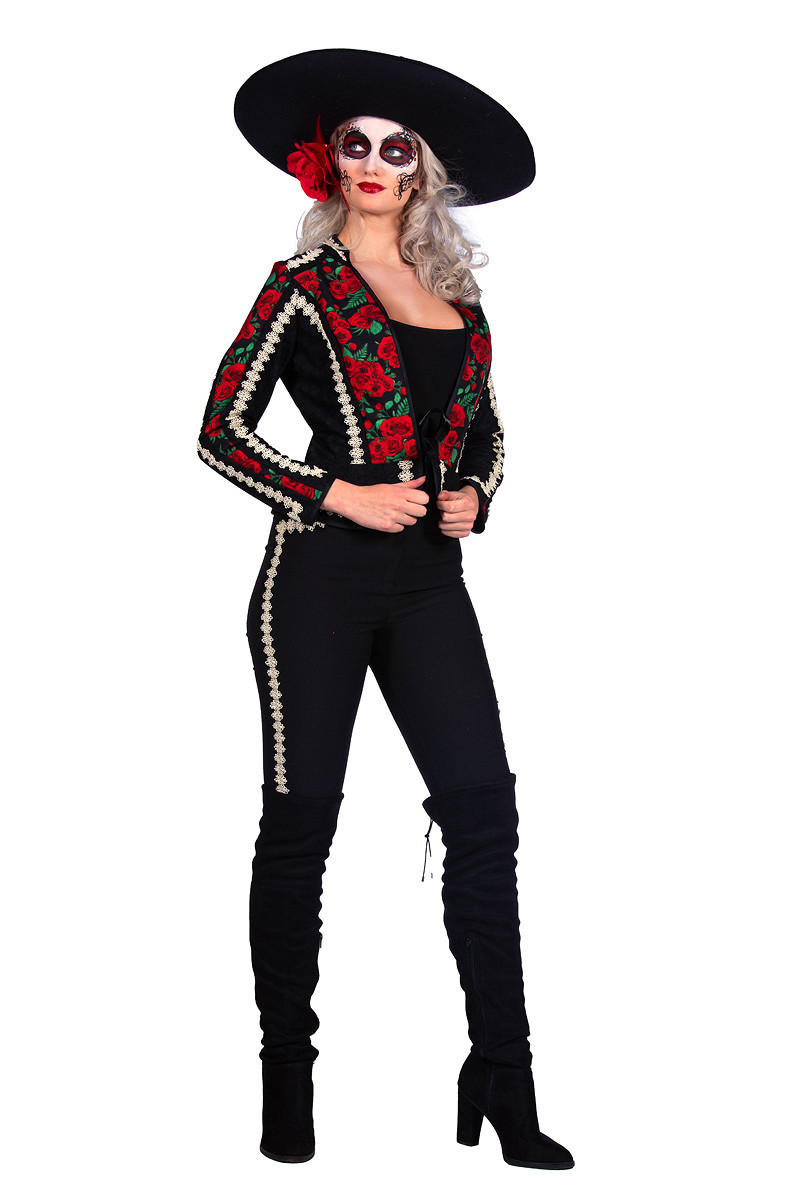 Dia De Los Muertos Mariachi Rose Kostume - Lande kostume til voksne i størrelserne XS-XL | Mexico kostume til kvinder - Temashop